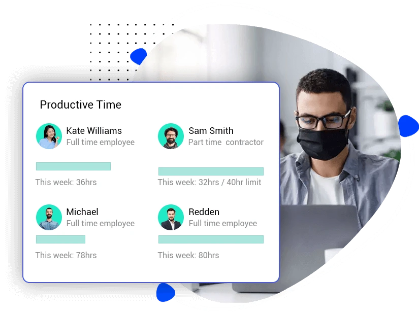 Manager conveniently viewing productive work hours for their employees on the TimeBee dashboard.