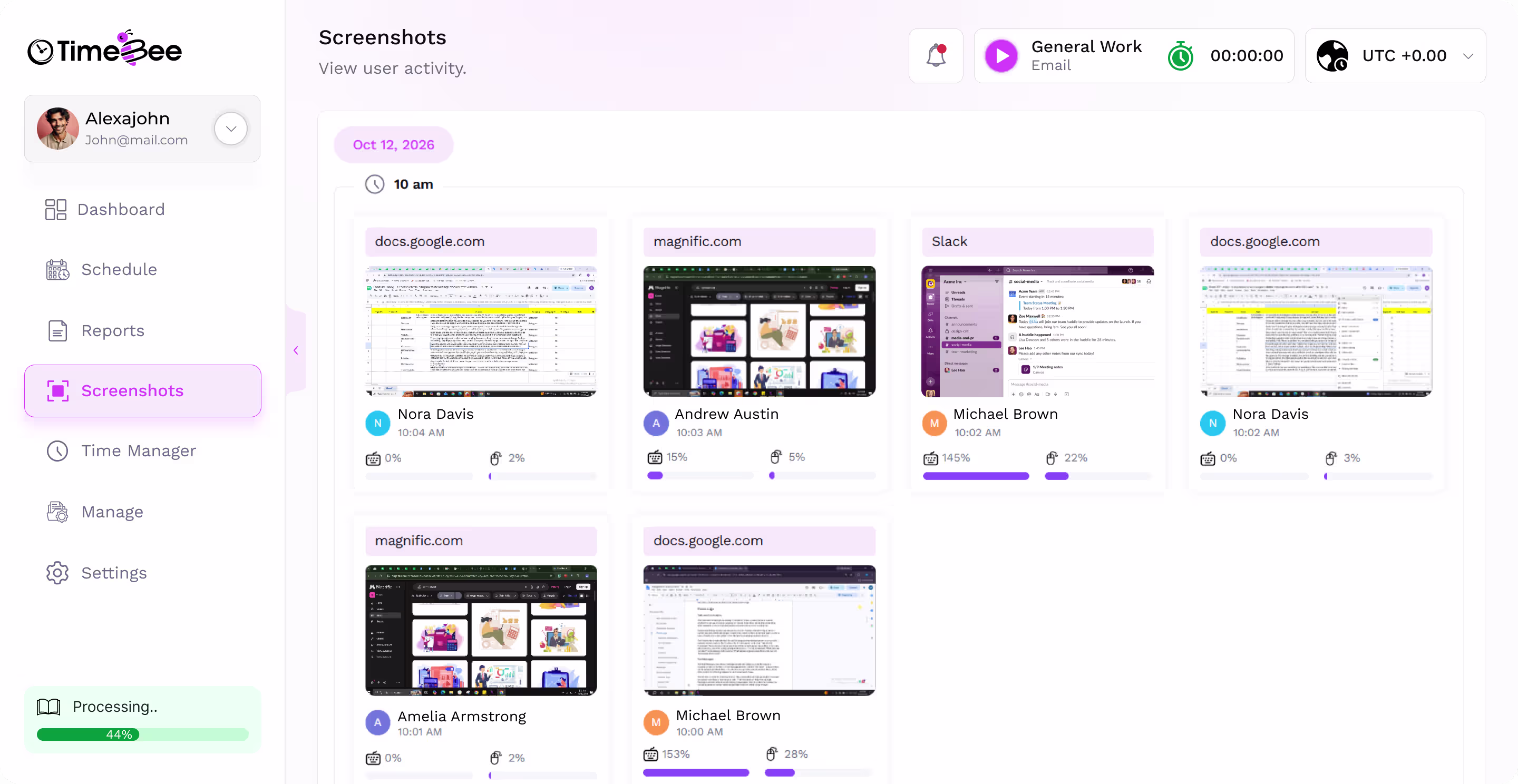 Optional work screenshots