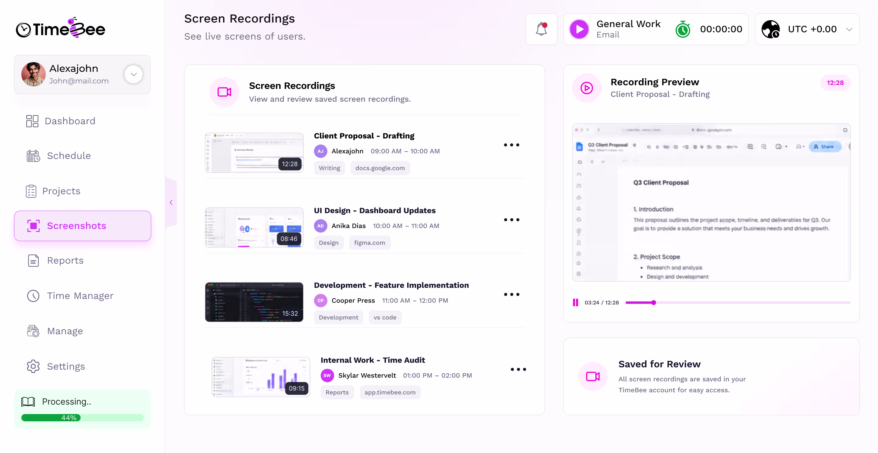 Screen recording