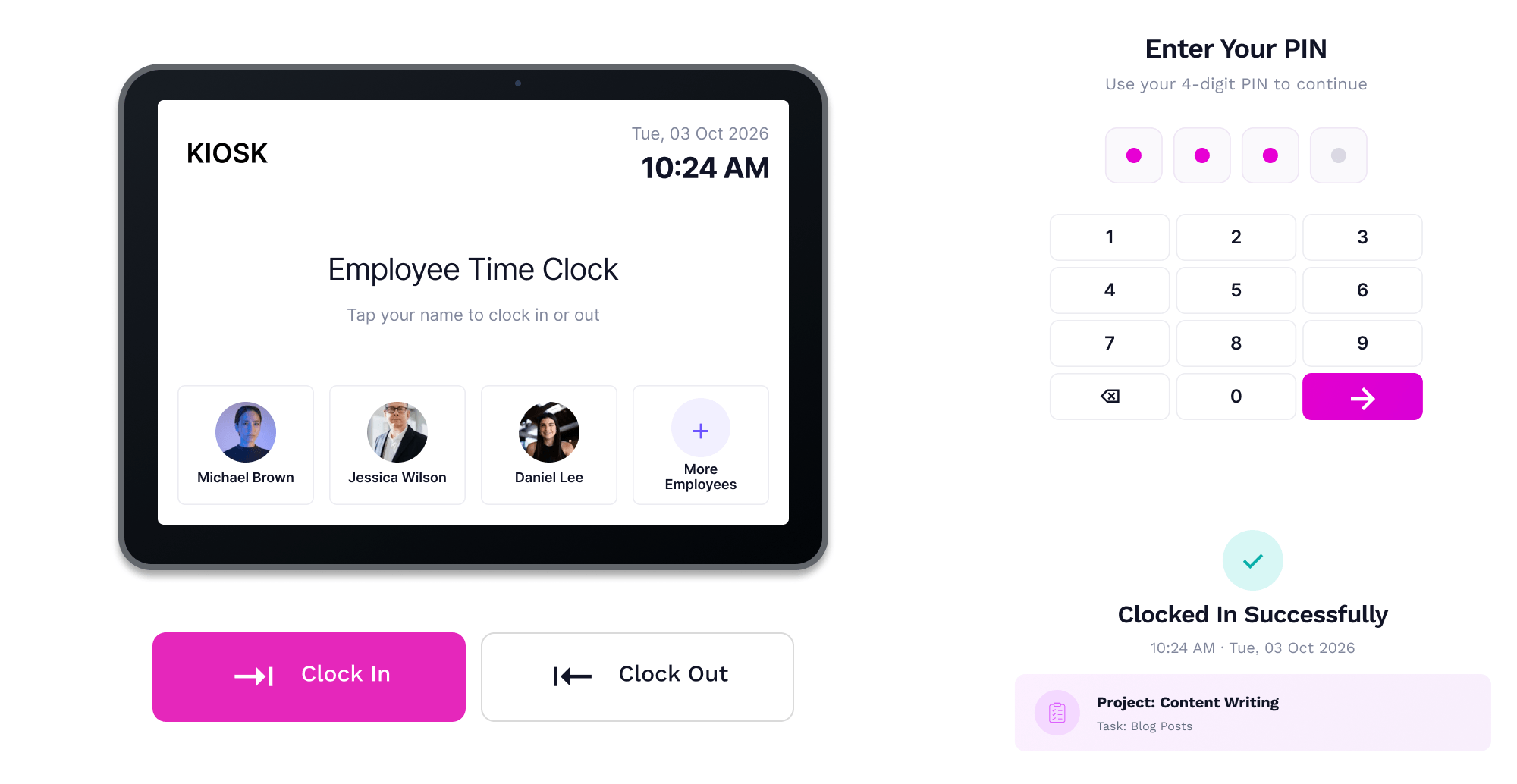Kiosk time clock
