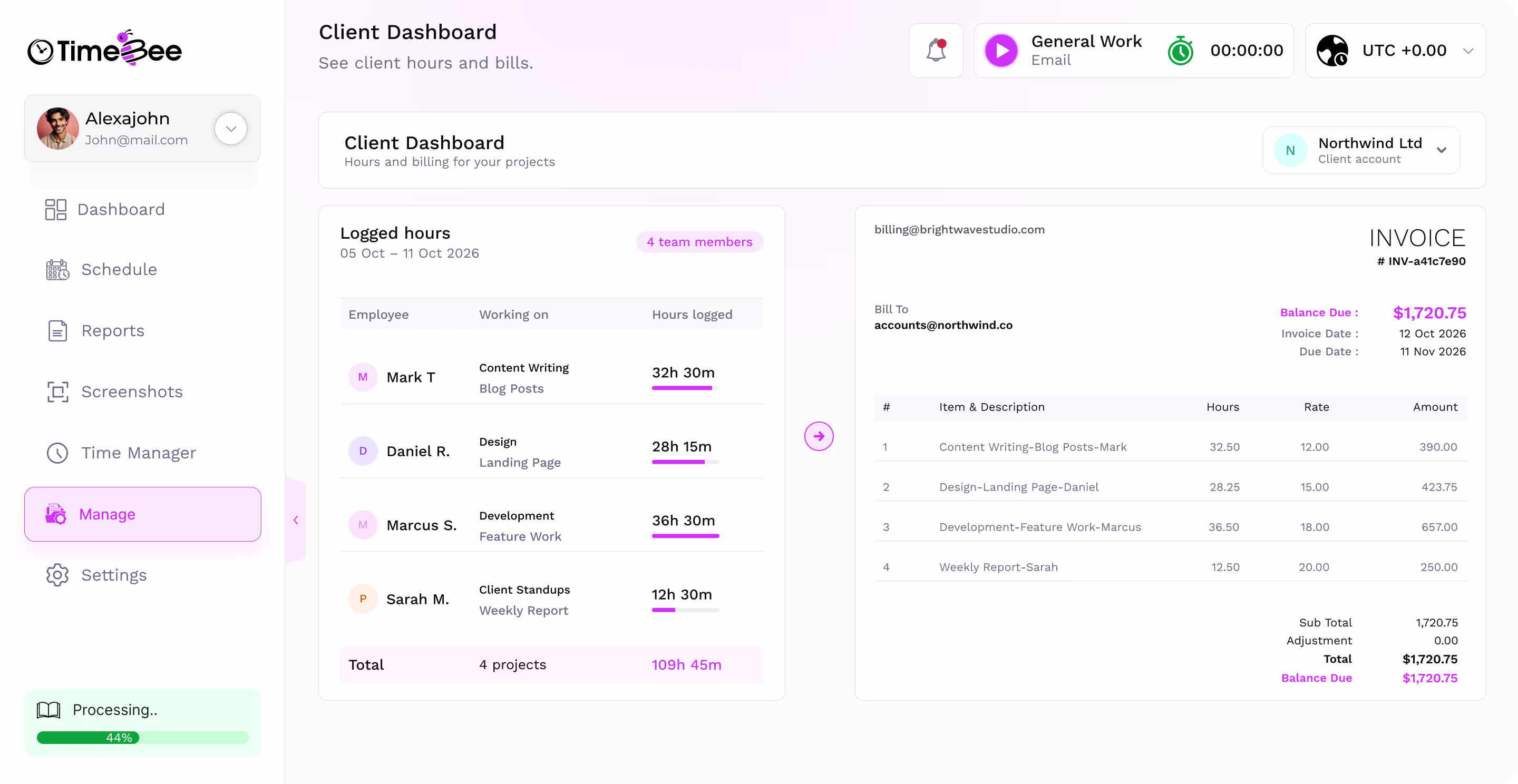 Time tracking and billing