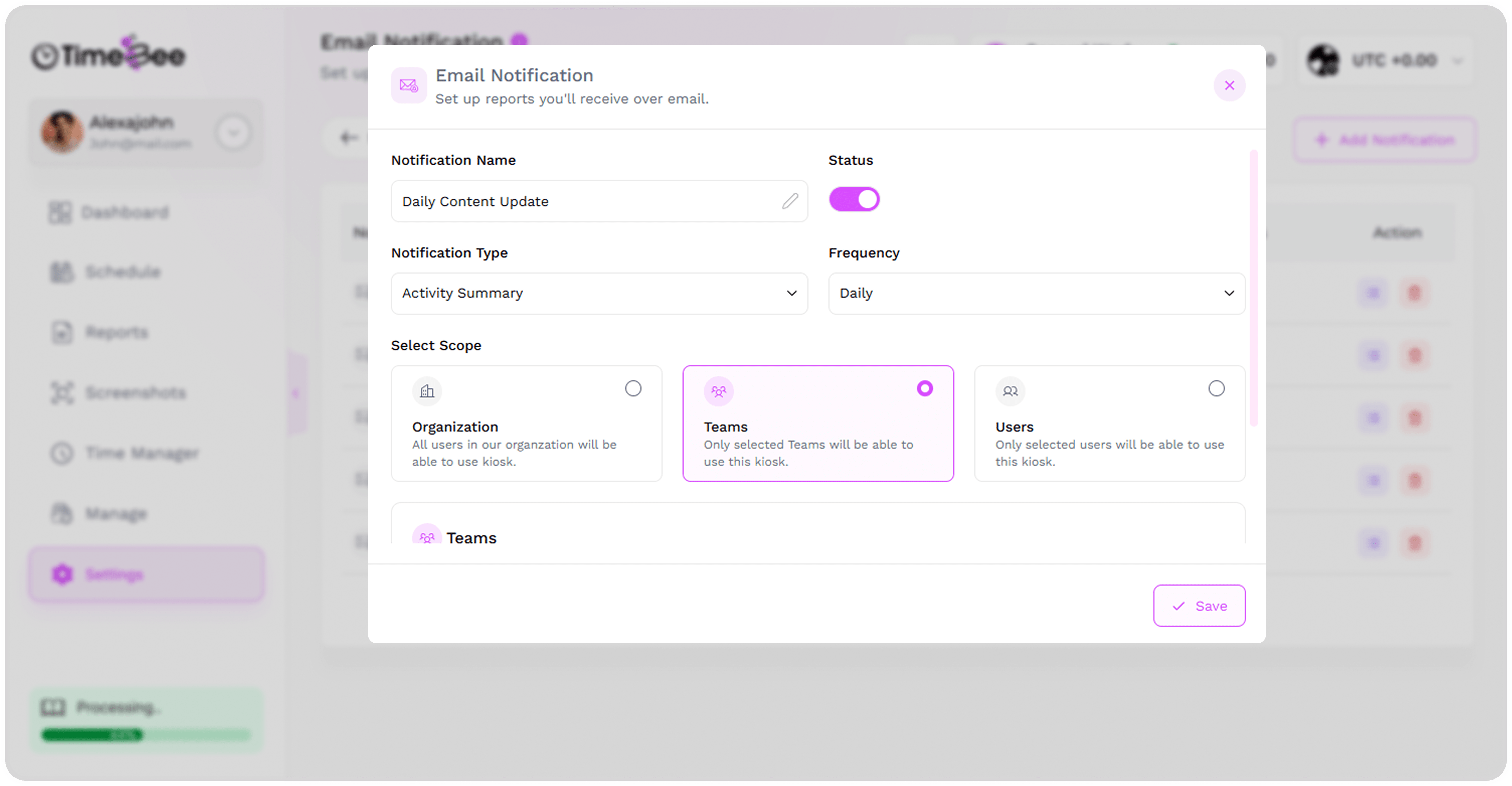 Scheduled email reports