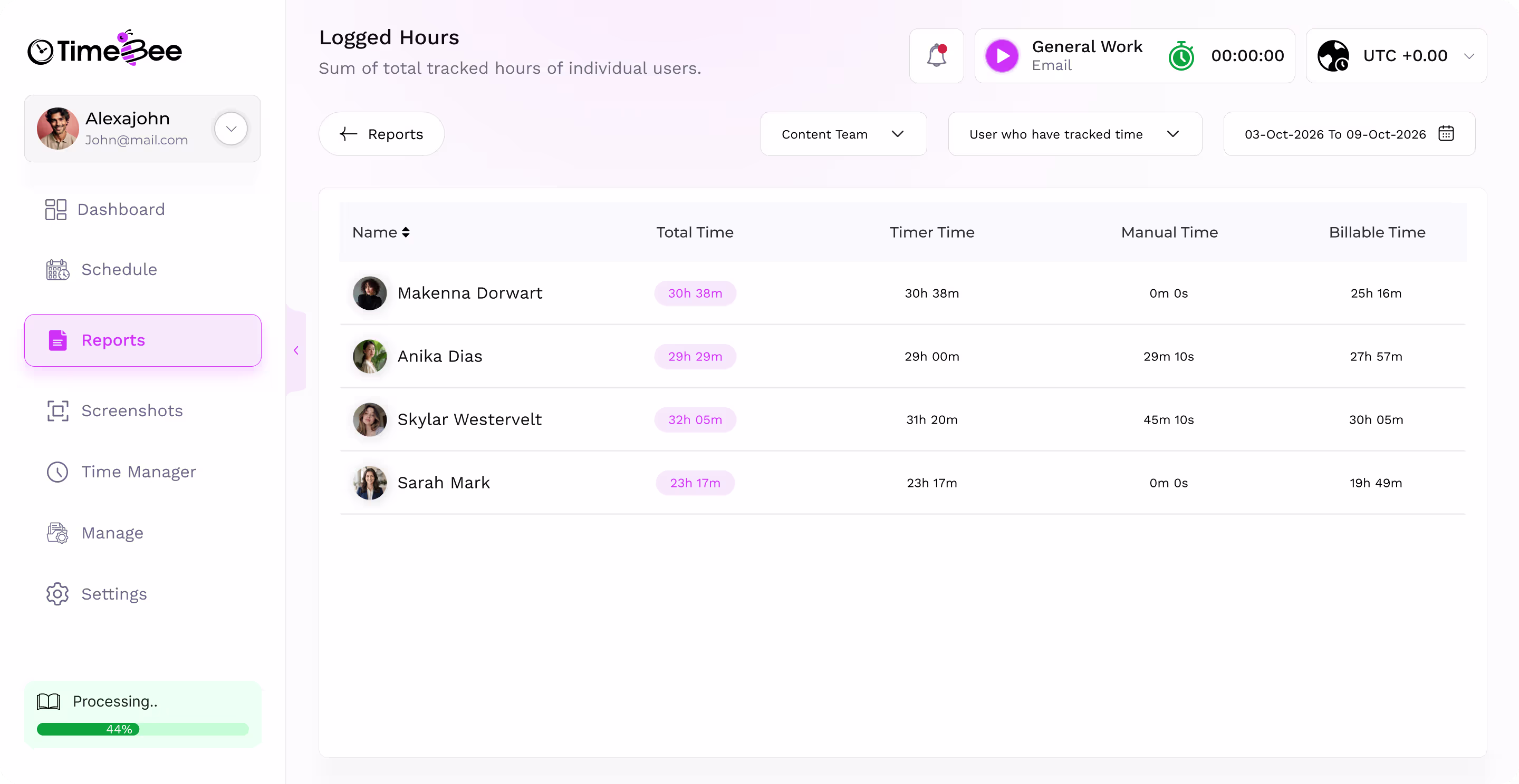Billable hours tracking
