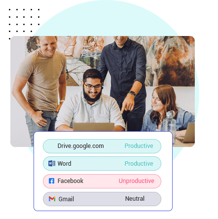 Managers setting productivity ratings for websites and apps in TimeBee